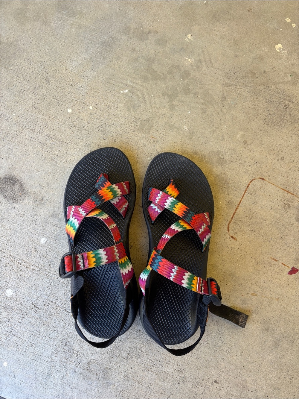Chacos Black Sandal with Colorful Zigzag Straps